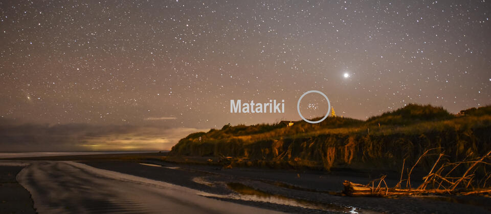 Matariki rising over Aotea Great Barrier Island