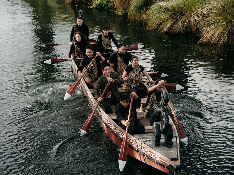 Tourism New Zealand ambassador in China Li Xian experiencing paddling a waka Christchurch
